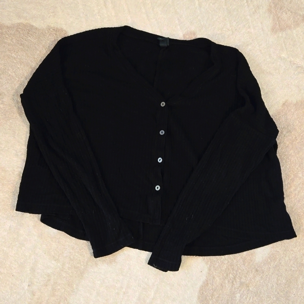 WILD FABLE BLACK V NECK LONG SLEEVE Dolman CARDIGAN SIZE SMALL